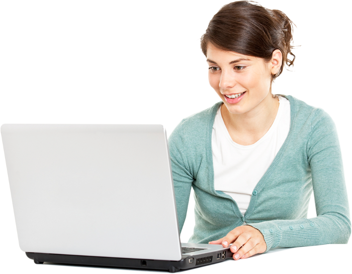 Using Girl Laptop Happy Transparent PNG Image