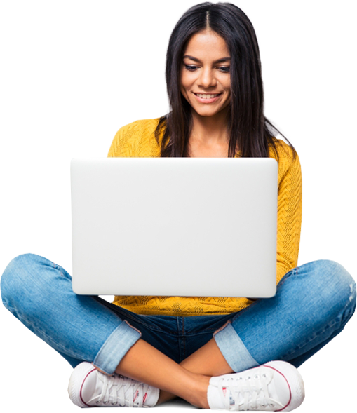 Using Girl Laptop File Transparent PNG Image