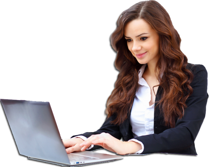 Using Girl Laptop Office Transparent PNG Image