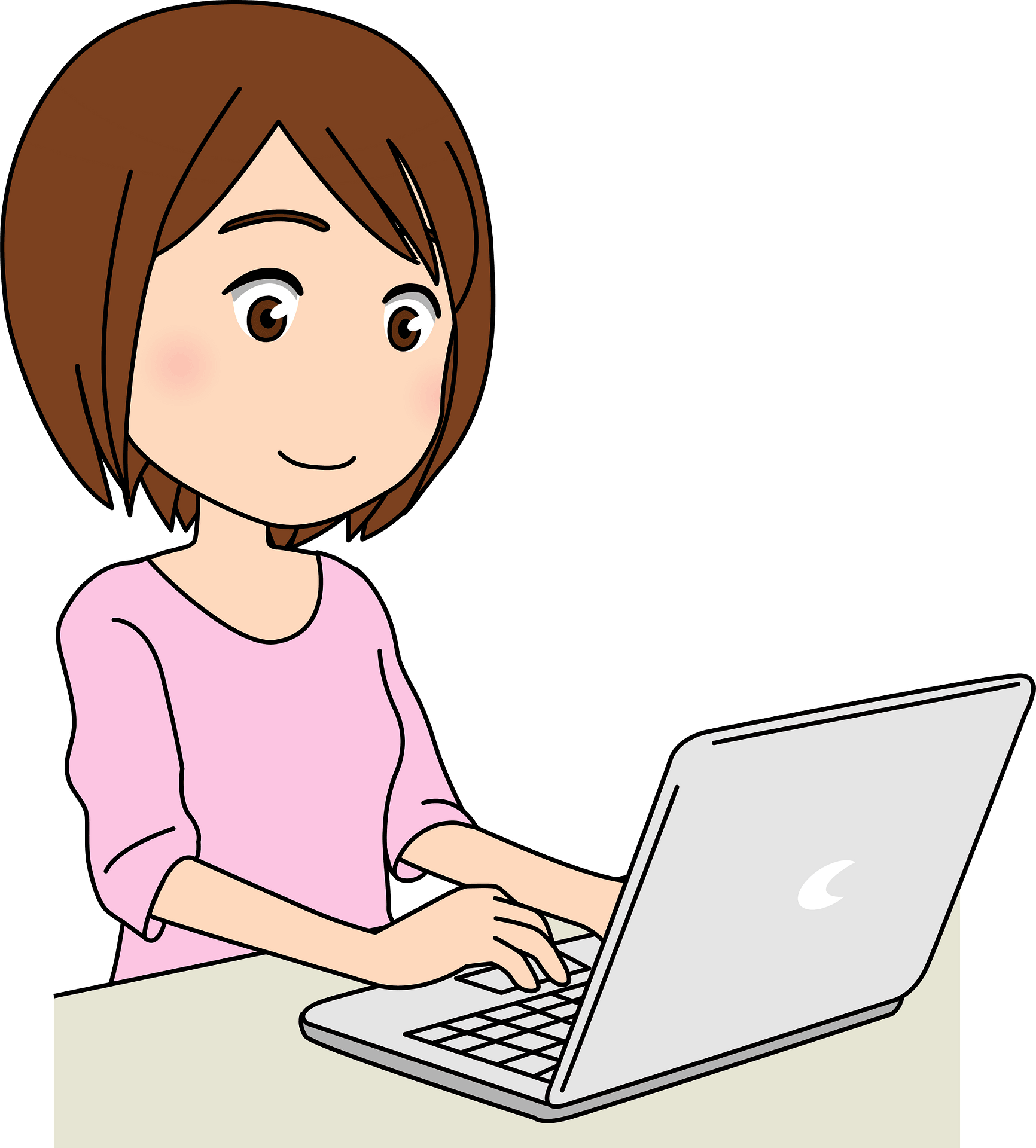 Professional Girl Laptop Using Transparent PNG Image