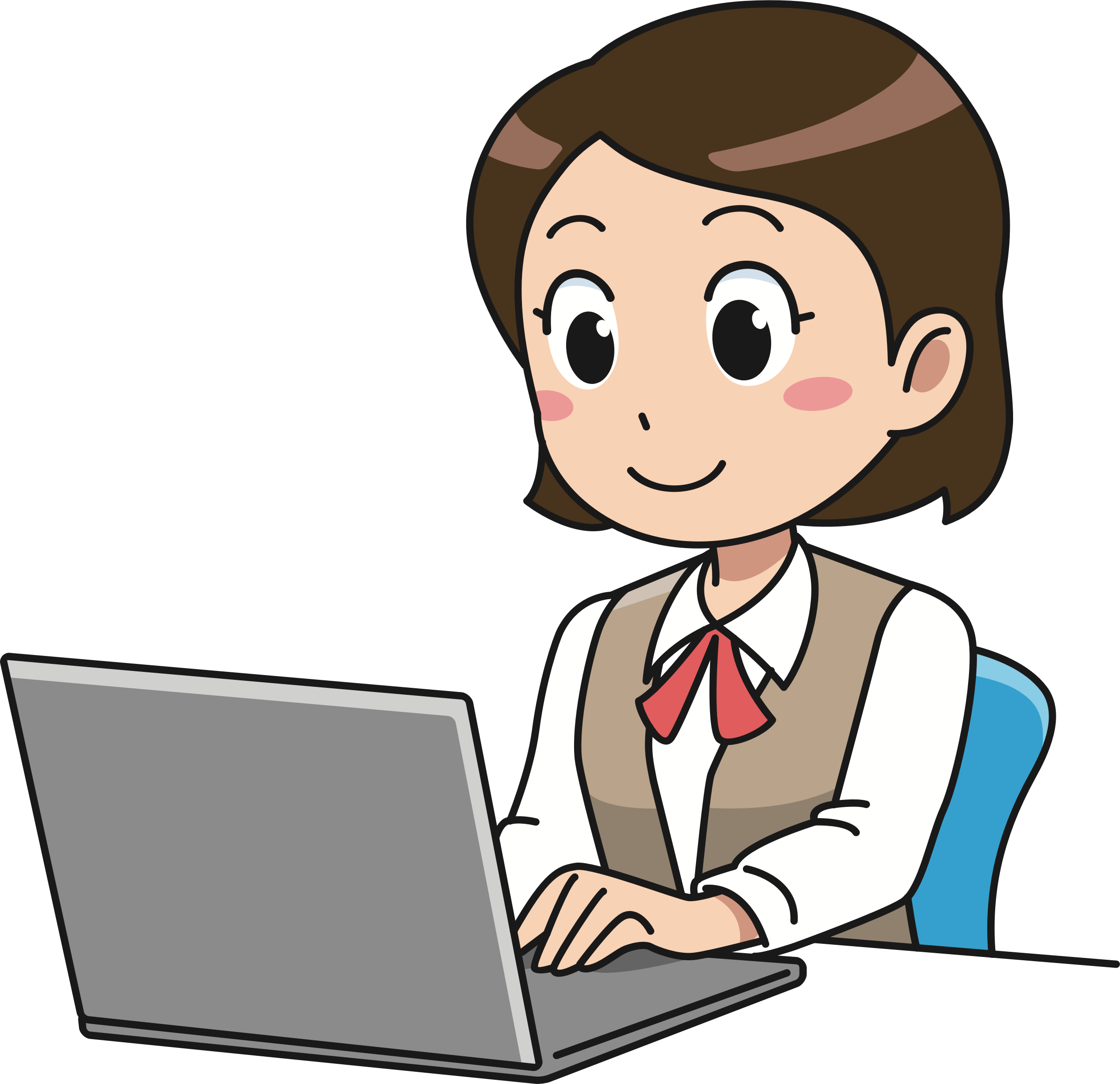 Using Smiling Laptop Girl Transparent PNG Image