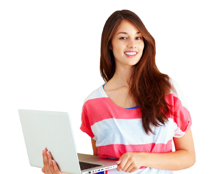Using Girl Laptop Student Transparent PNG Image
