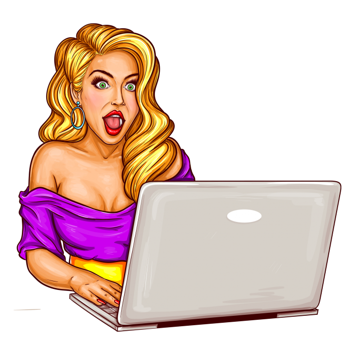 Surprise Girl Laptop Using Transparent PNG Image