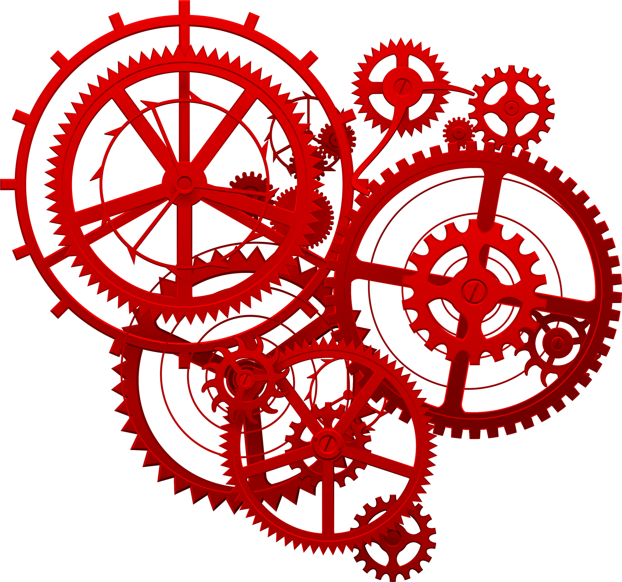 Red Tech Gear Gold Icon Transparent PNG Image