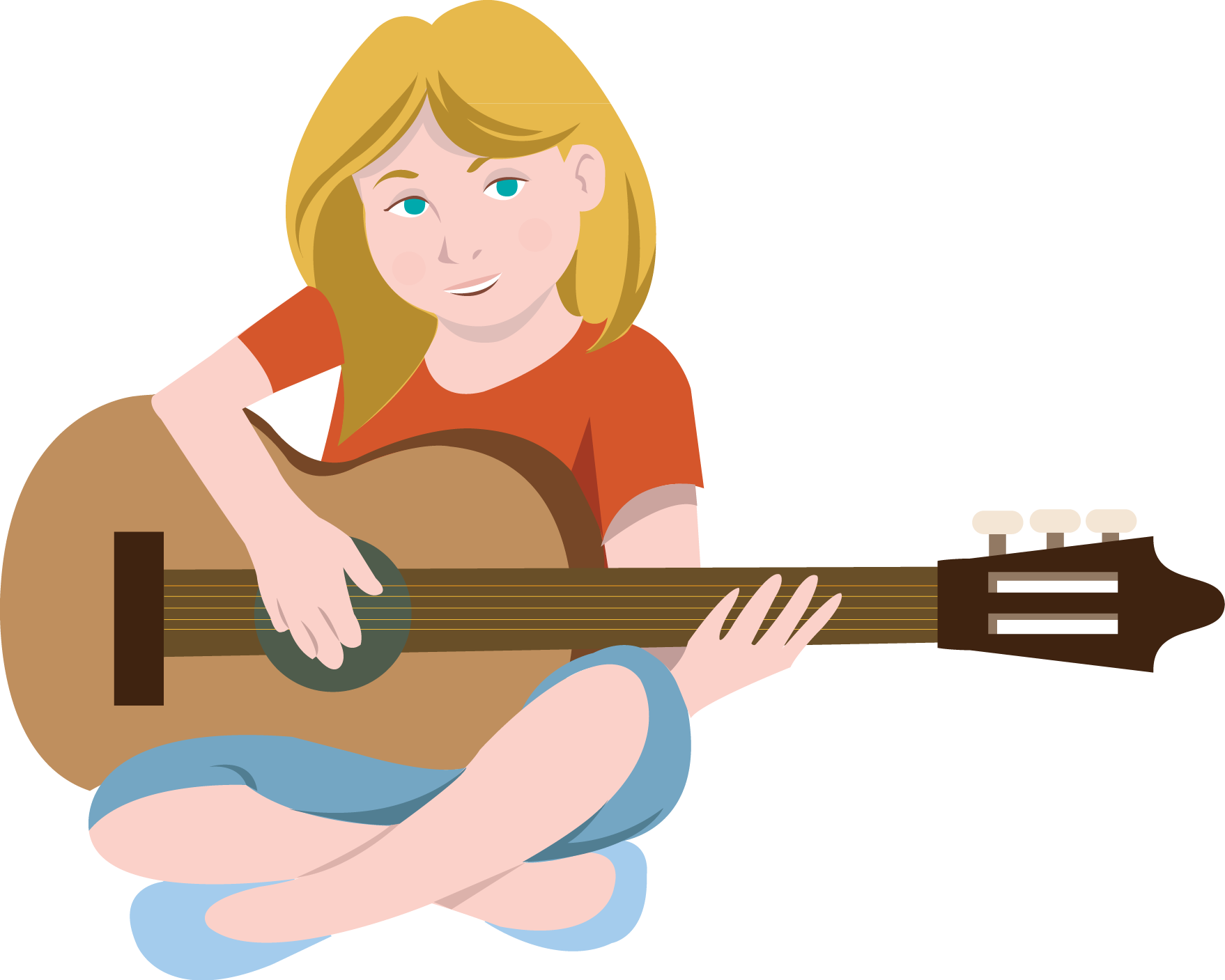Guitar Acoustic Girl Transparent PNG Image