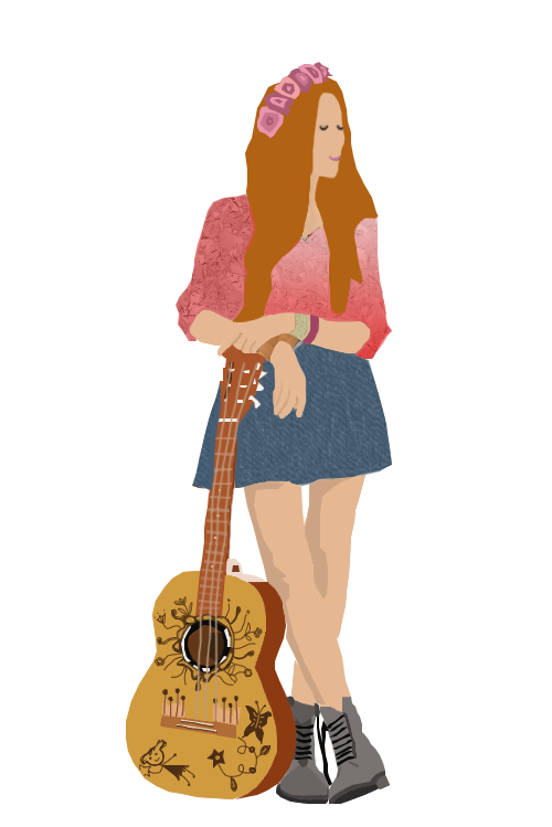 Guitar Acoustic Girl Transparent PNG Image