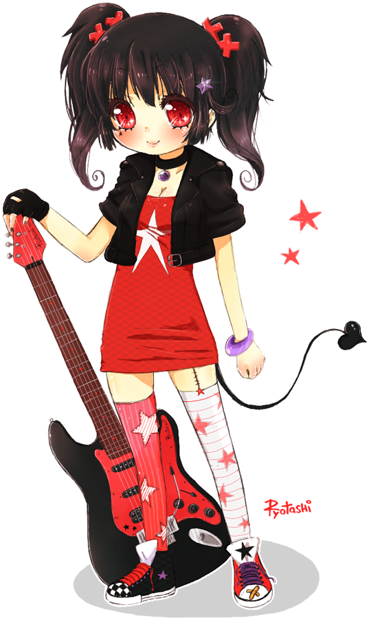 Guitar Girl Anime Transparent PNG Image