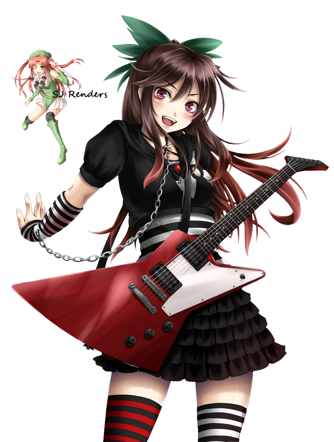 Guitar Girl Anime Transparent PNG Image
