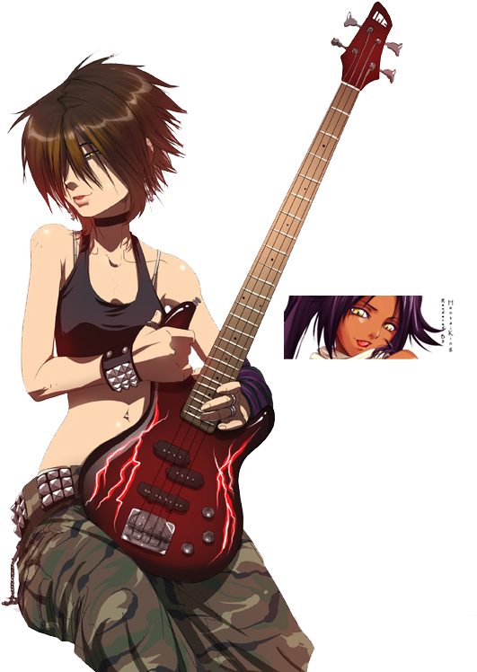 Guitar Girl Anime Transparent PNG Image