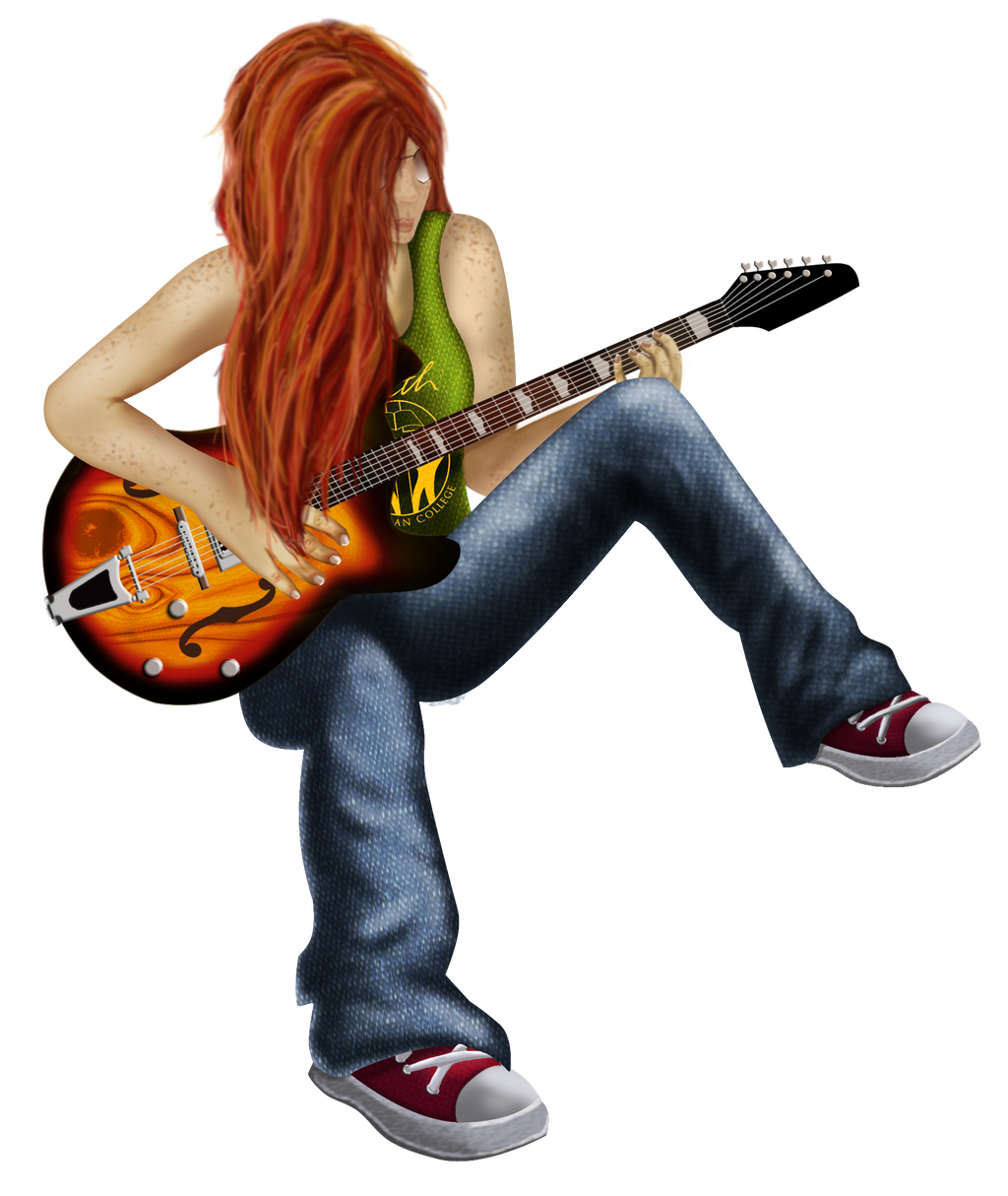 Guitar Girl Anime Transparent PNG Image