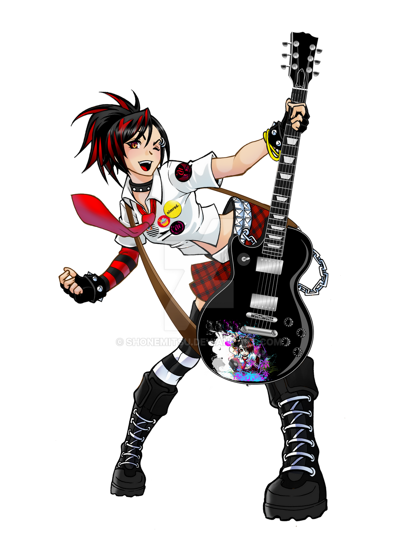 Guitar Girl Anime Transparent PNG Image