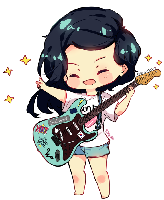 Guitar Girl Transparent PNG Image