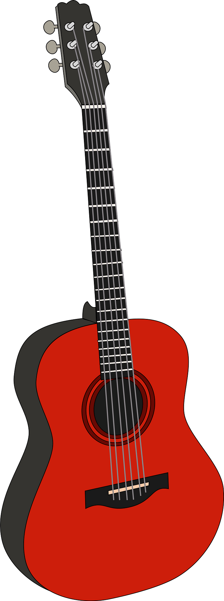 Guitar Music Red Transparent PNG Image