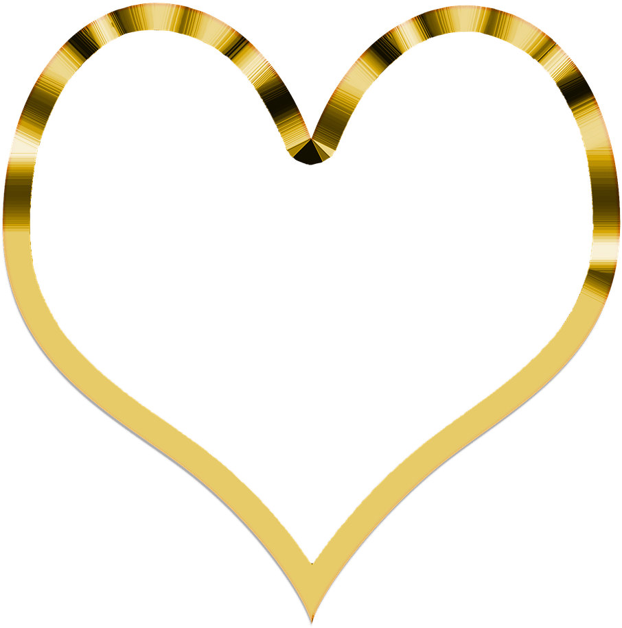 Heart Shiny Gold Transparent PNG Image