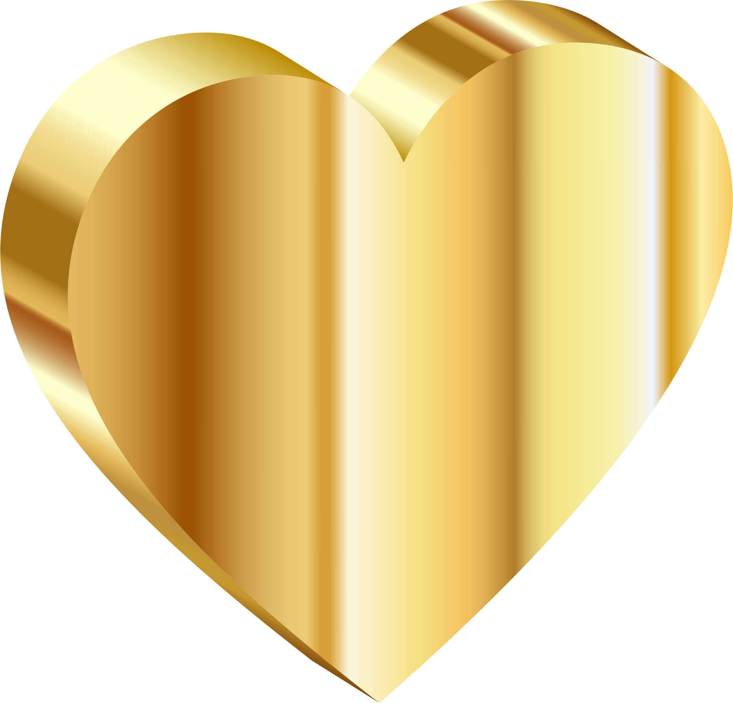 Heart Vector Gold Transparent PNG Image