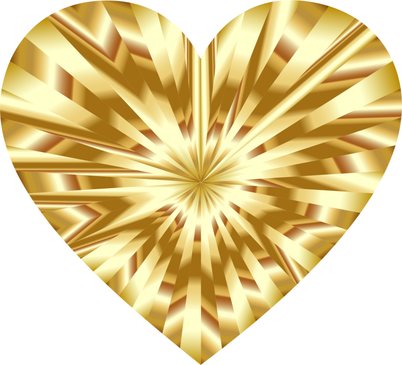 Heart Vector Gold Transparent PNG Image