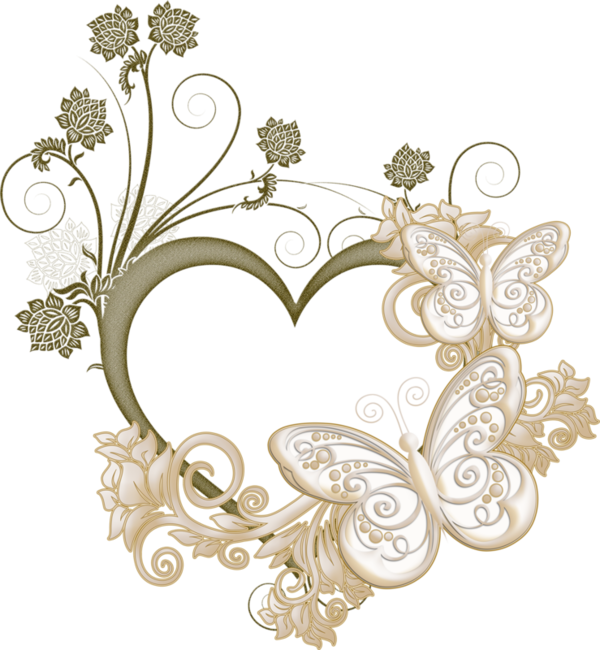 Butterfly Heart Frame Love Transparent PNG Image