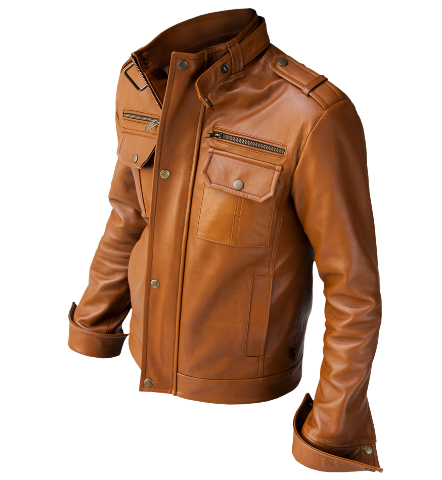 Leather Brown Jacket File Transparent PNG Image
