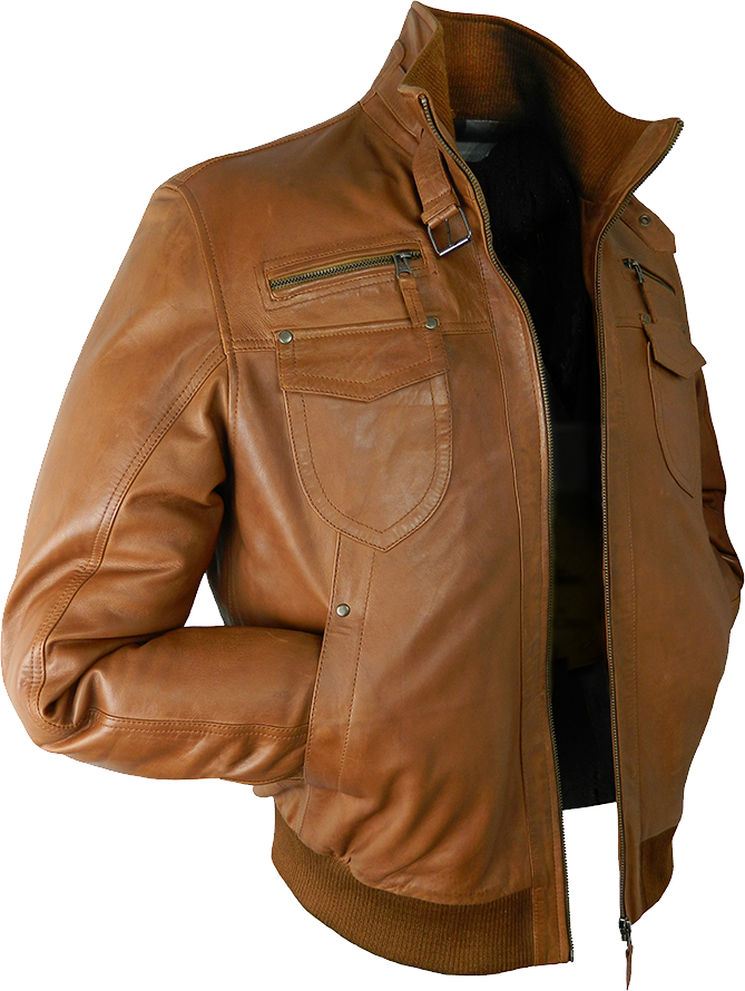 Leather Brown Jacket Transparent PNG Image