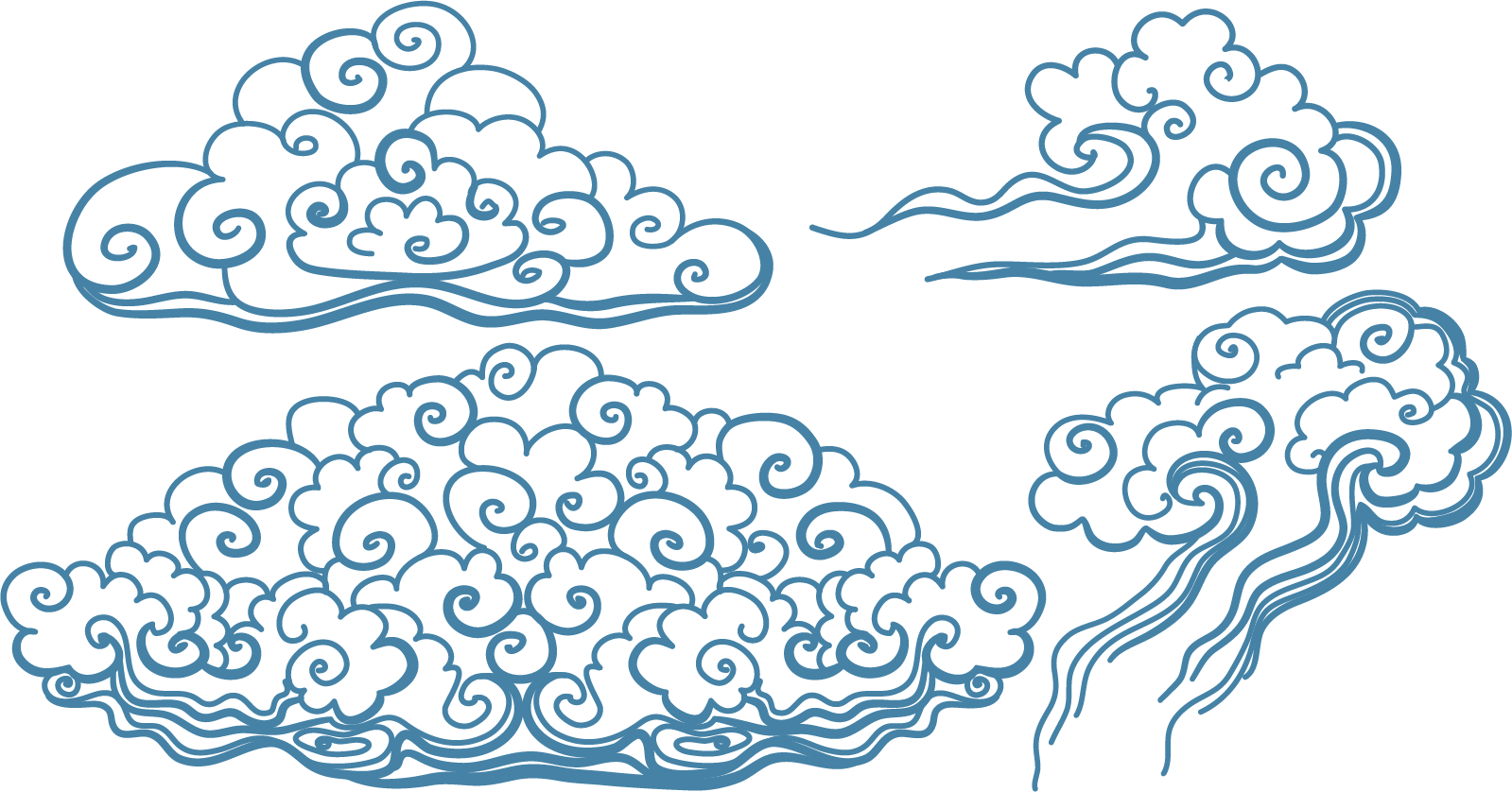 Blue Tattoo Art Vector Clouds Irezumi Japan Transparent PNG Image