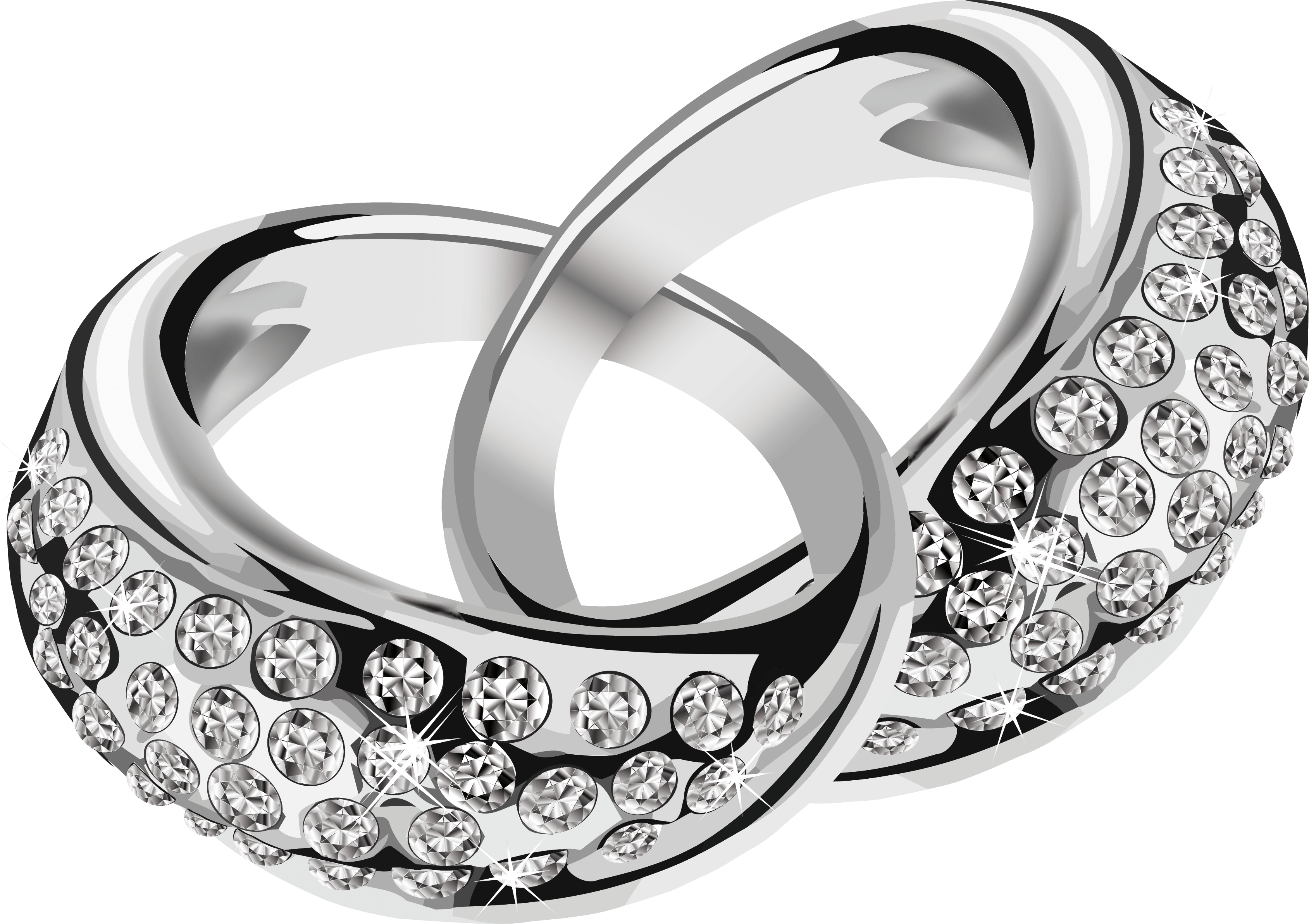 Silver Rings With Diamonds Transparent PNG Image