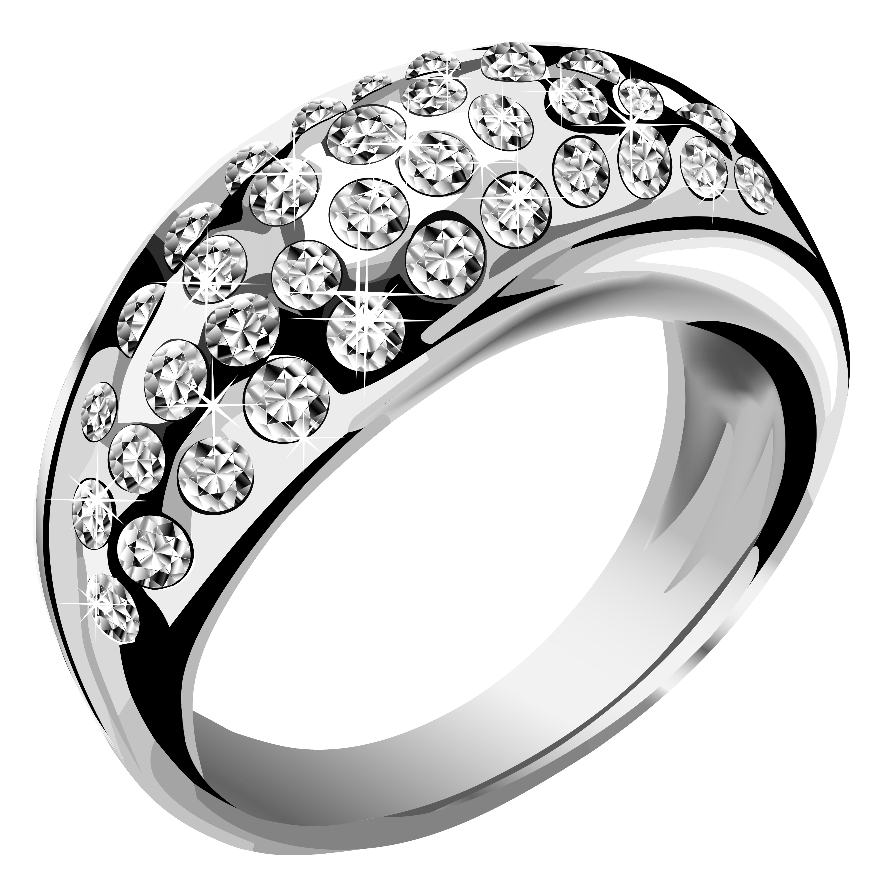 Silver Ring With Diamonds Transparent PNG Image