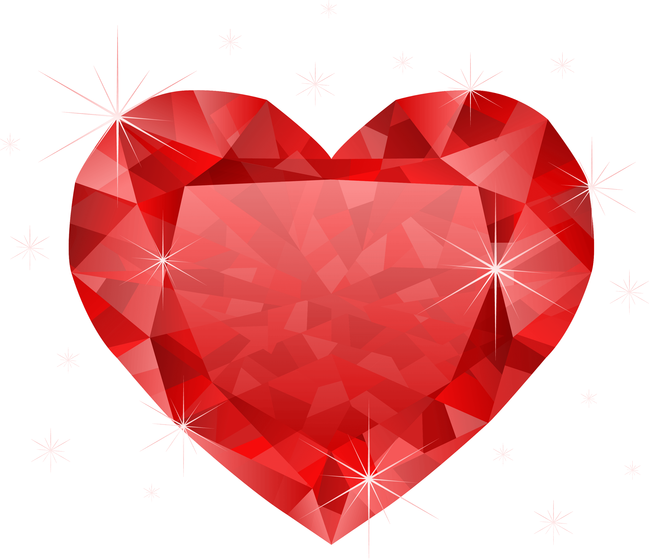 Diamond Red Heart Transparent PNG Image
