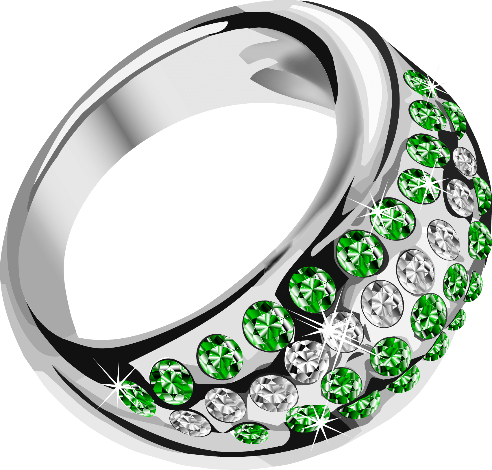 Silver Ring With Diamonds Transparent PNG Image