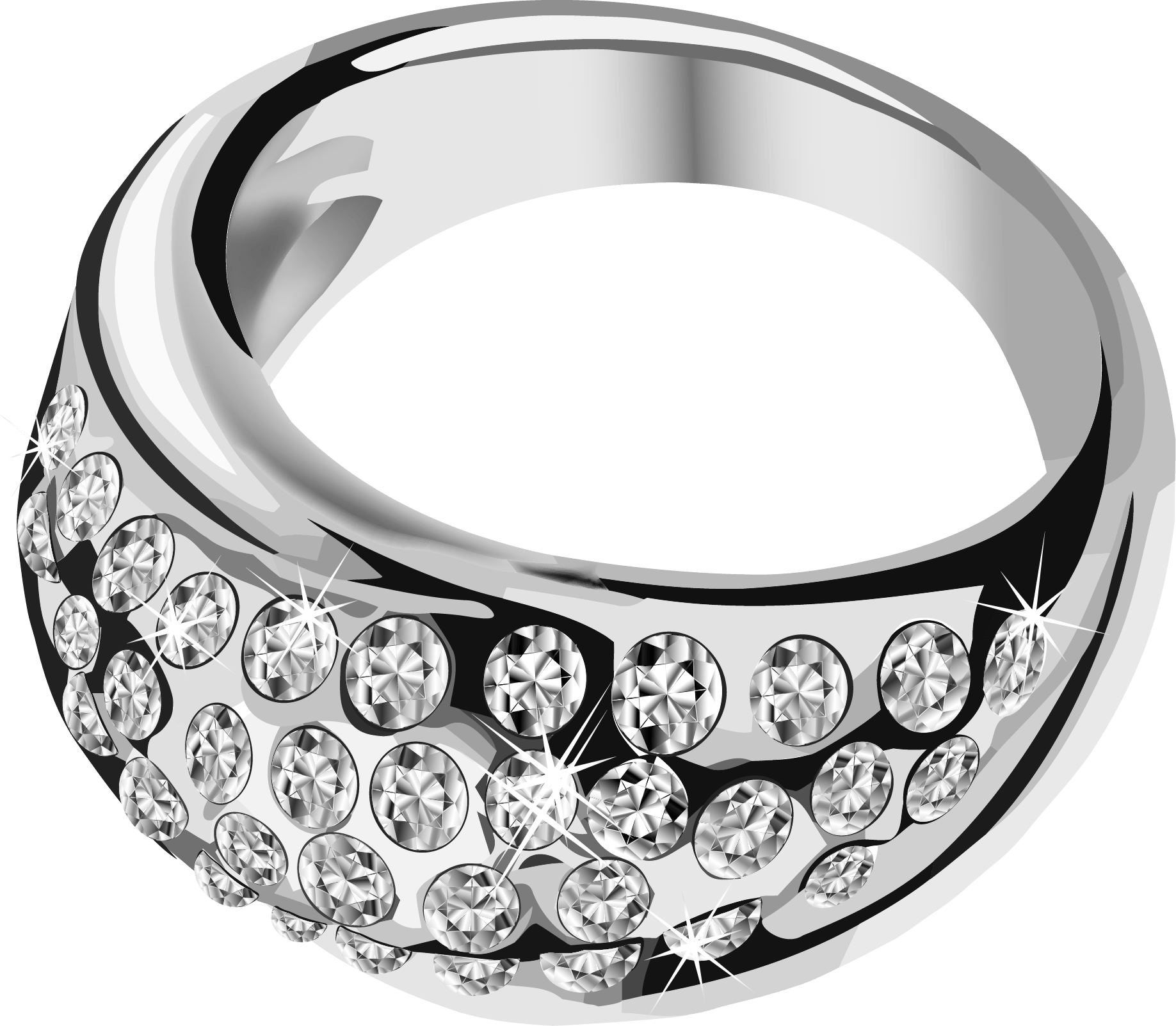 Silver Ring With Diamonds Transparent PNG Image