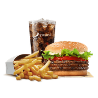 King Whopper Hamburger Cheeseburger Fries French Burger PNG Image