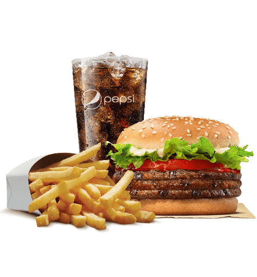 King Whopper Hamburger Cheeseburger Fries French Burger Transparent PNG Image