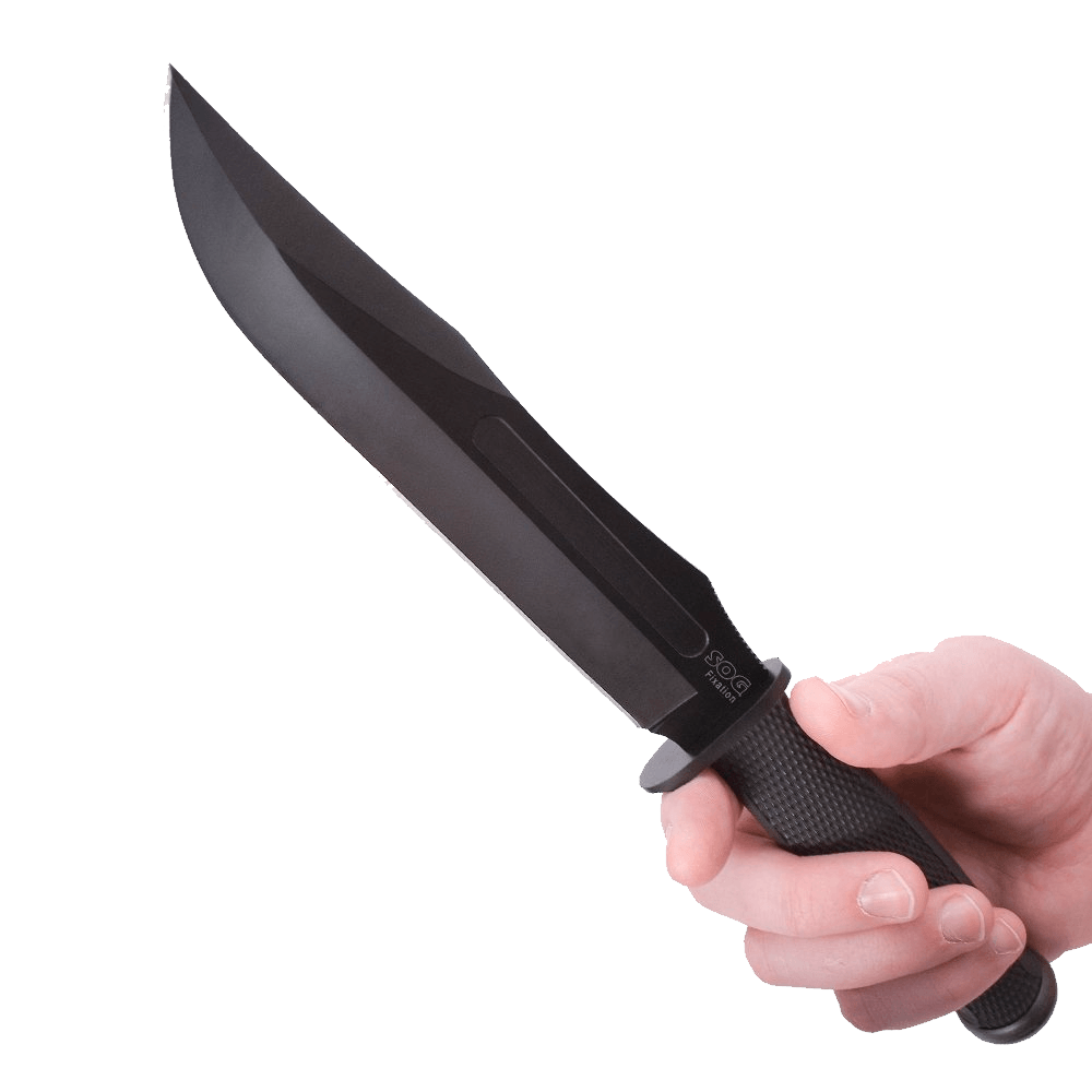 Tactical Black Knife In Hande Transparent PNG Image