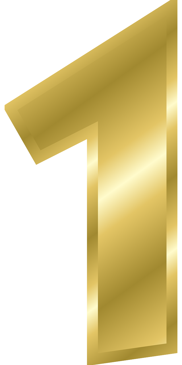 1 Number Gold Transparent PNG Image