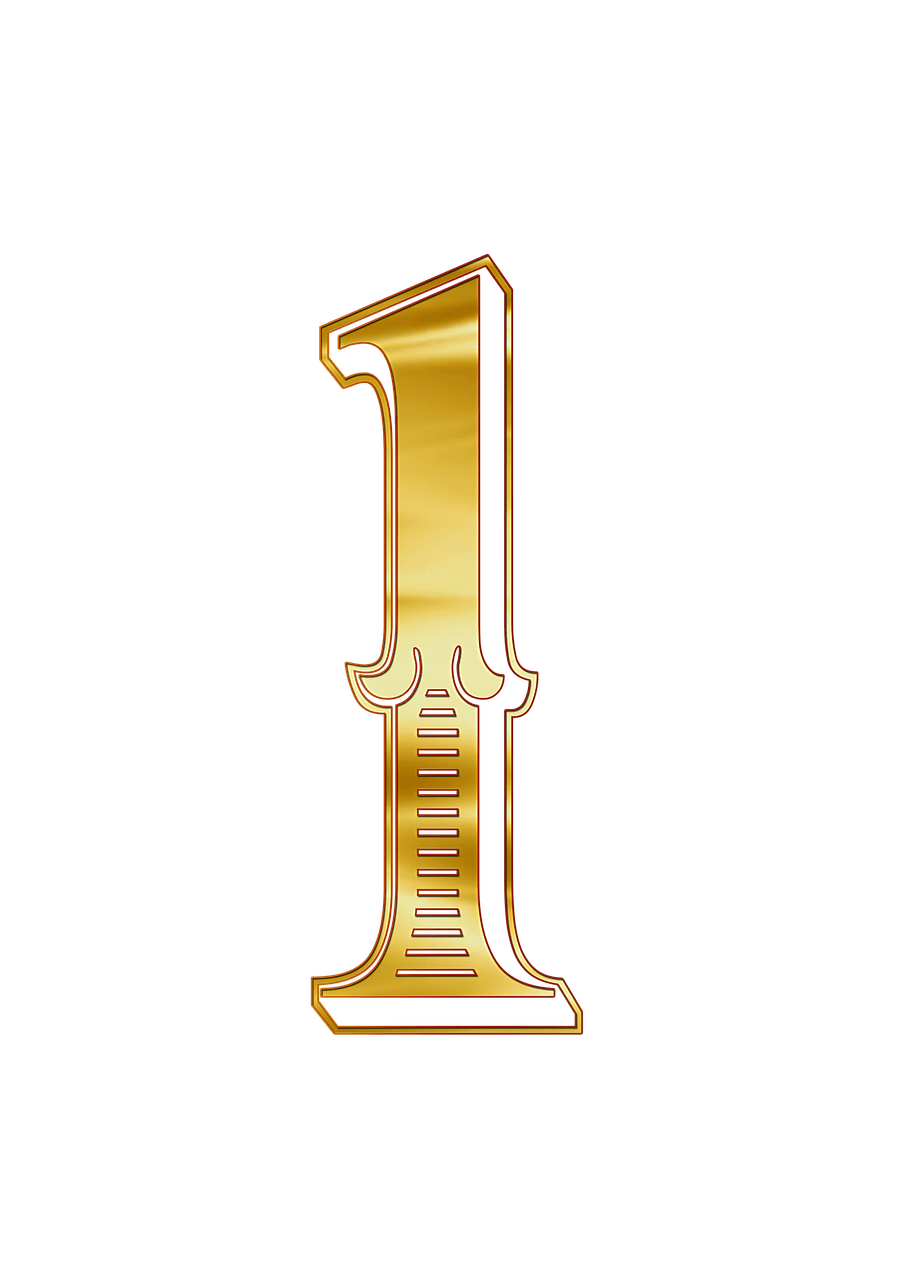 1 Number Gold Transparent PNG Image