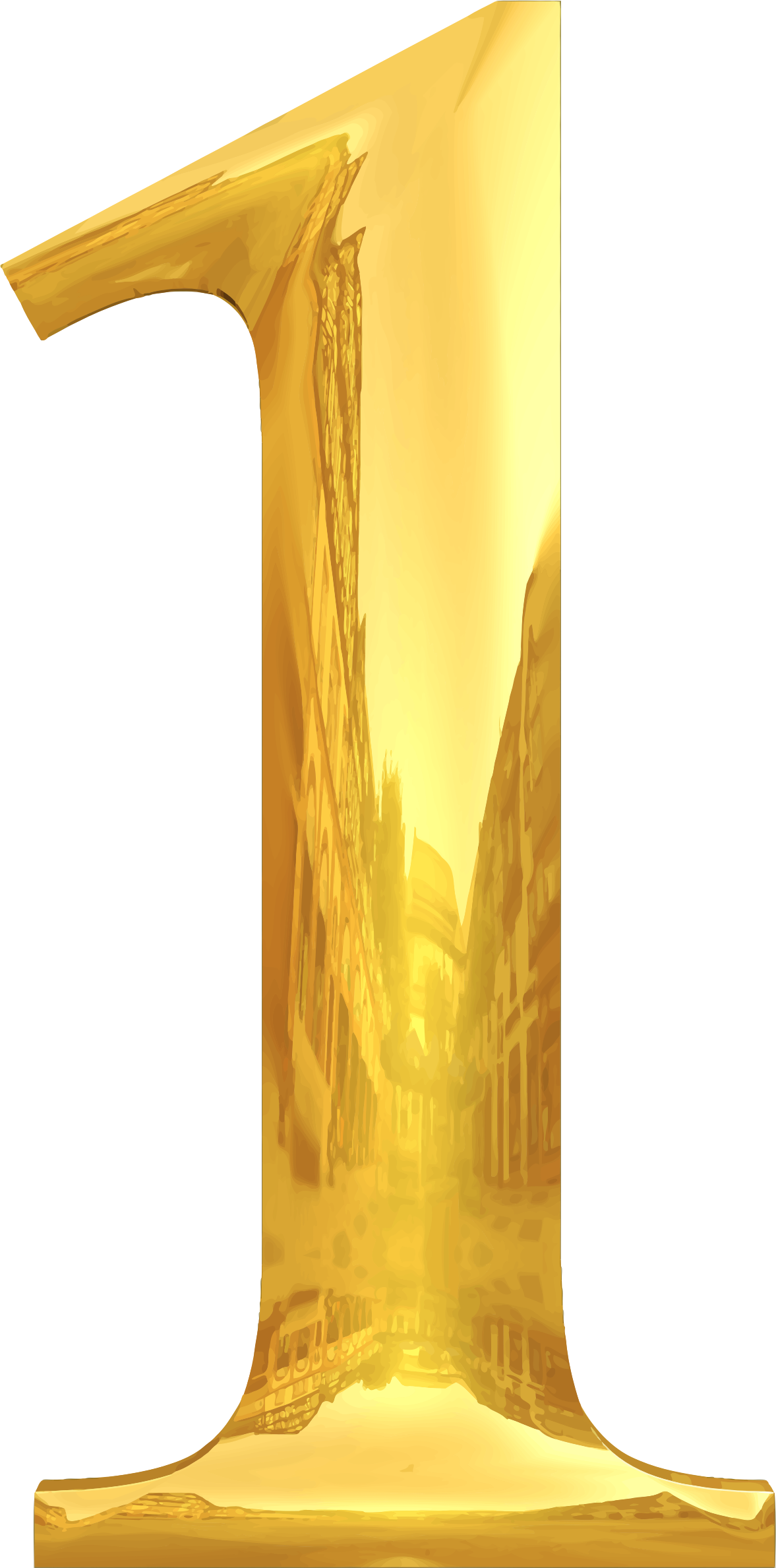 1 Number Gold Transparent PNG Image