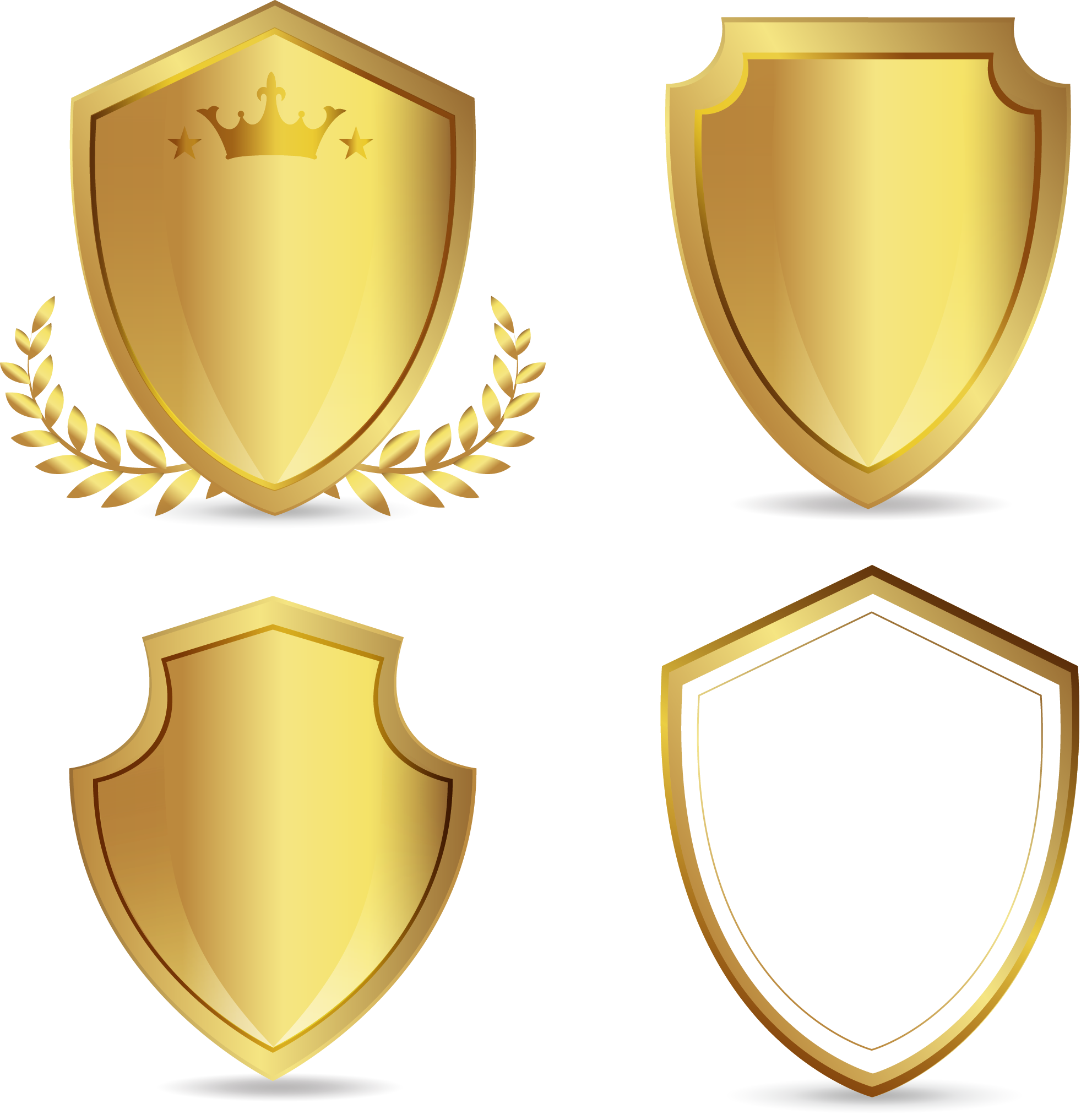 Euclidean Vector Golden Shield Hand-Painted Transparent PNG Image