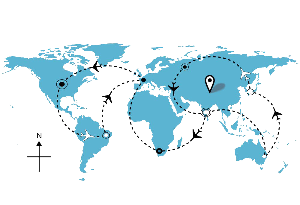 Blue Earth Airplane Flight Map Transparent PNG Image