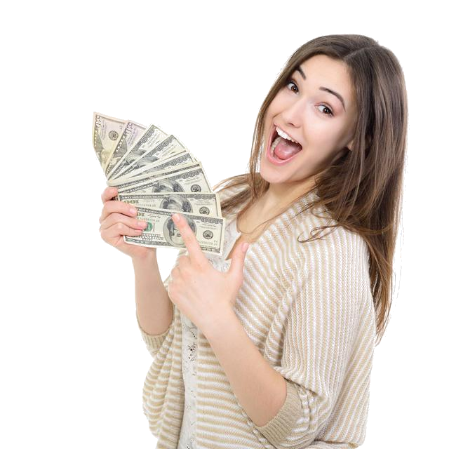 Dollars Holding Female Hand Transparent PNG Image