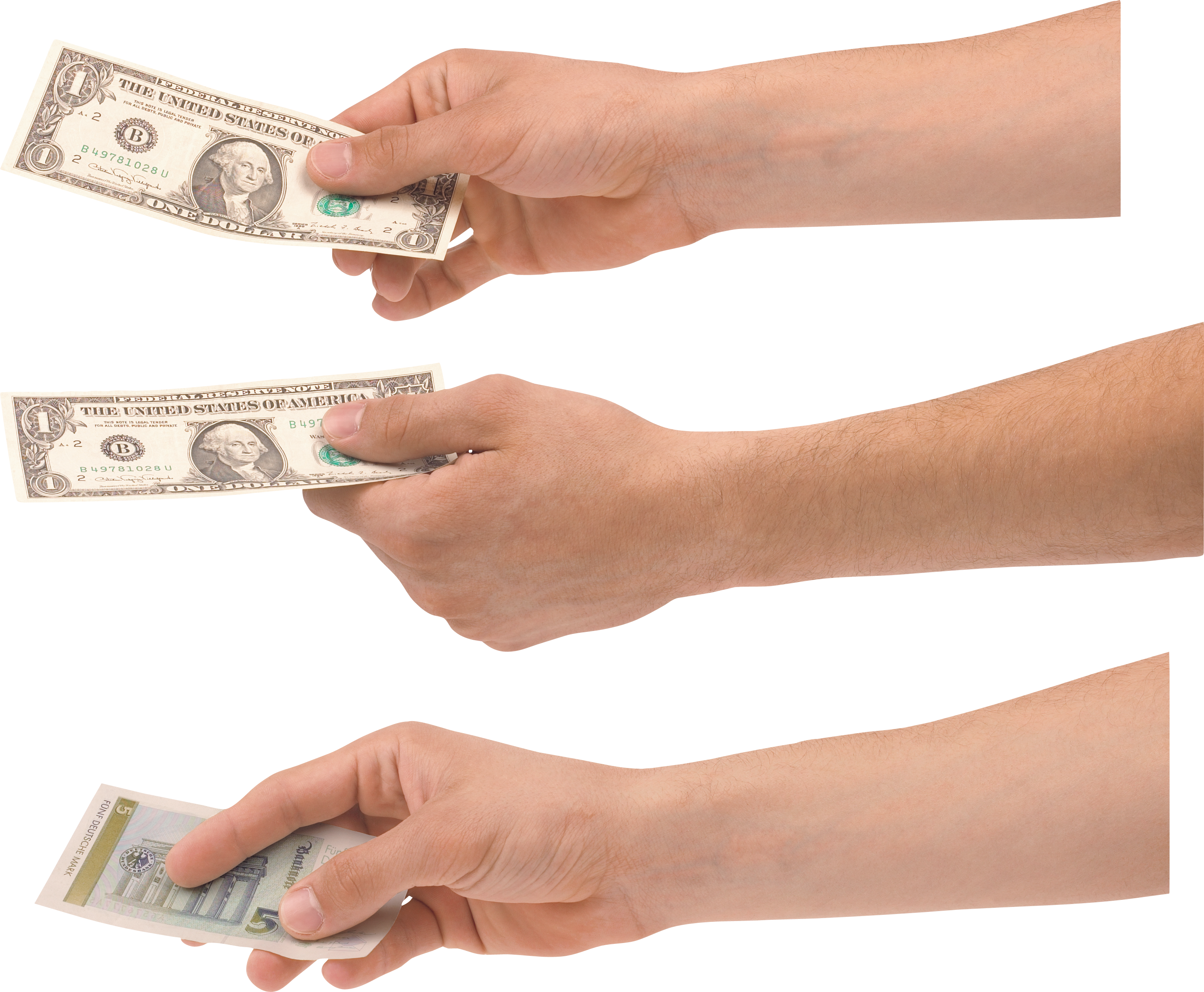 Dollars Male Holding Hand Transparent PNG Image
