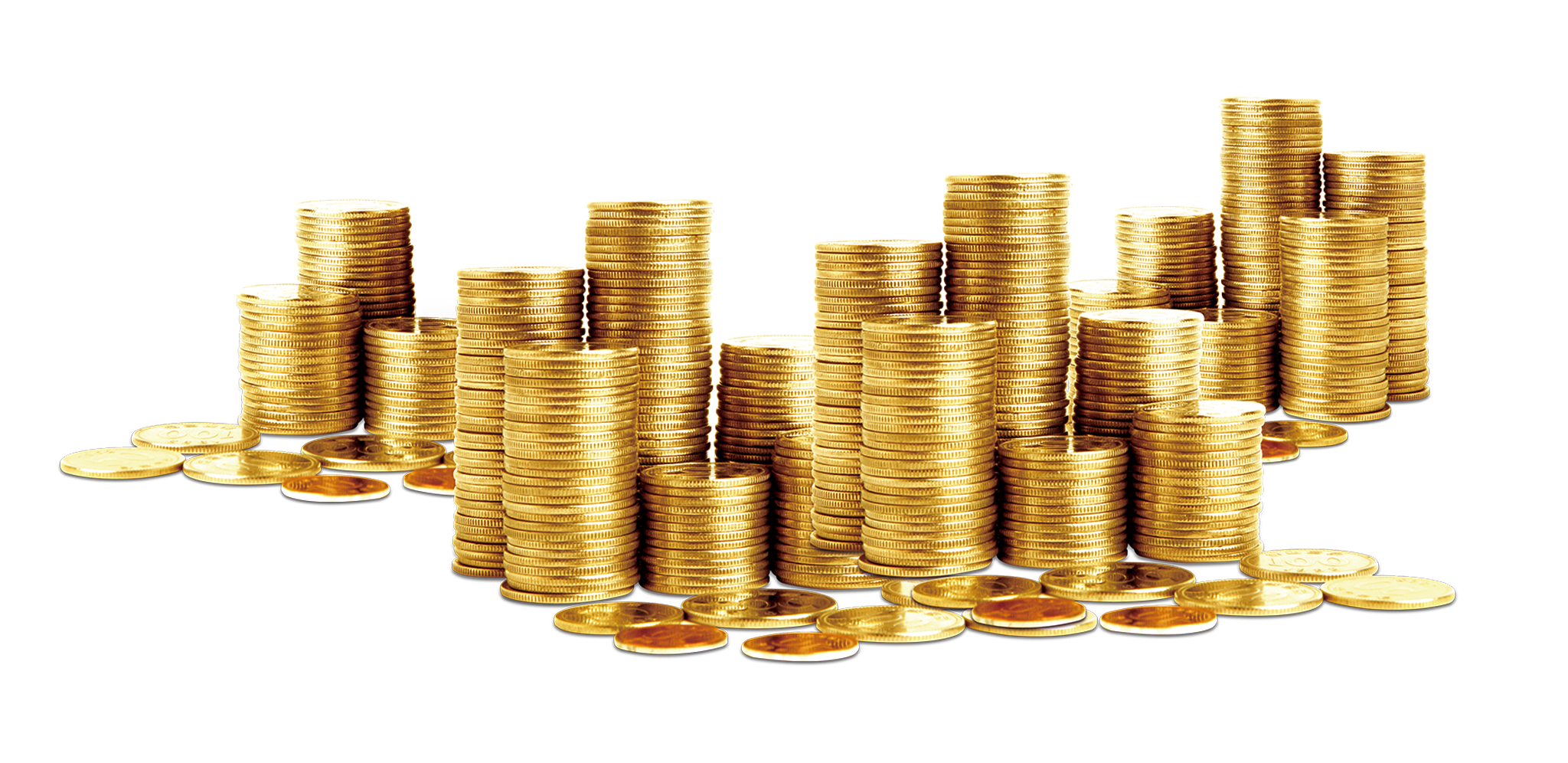 Golden Coins Stack Currency Transparent PNG Image