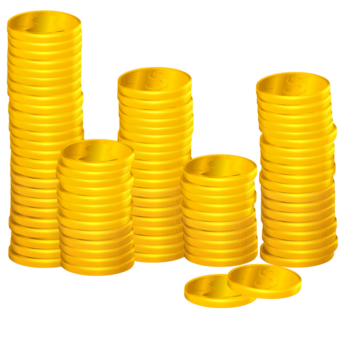 Golden Coins Stack Currency Transparent PNG Image