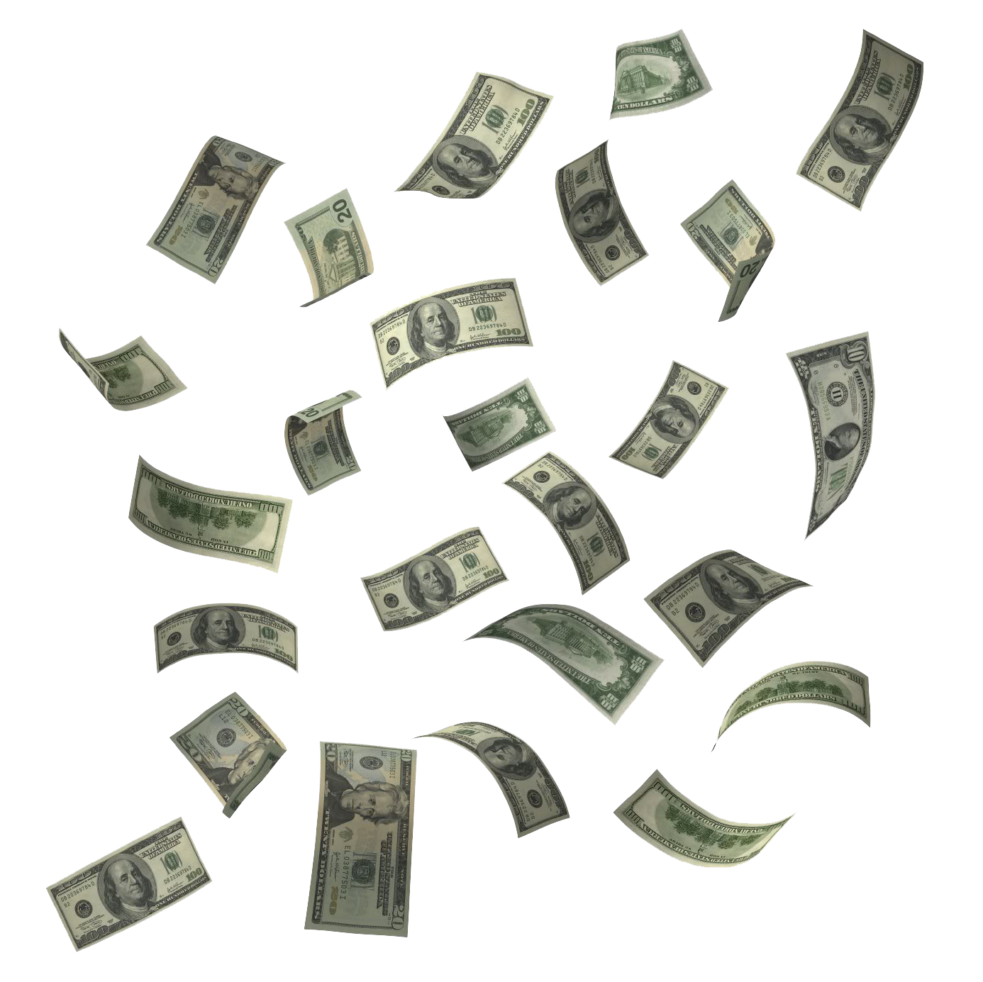 Flying Dollars Transparent PNG Image