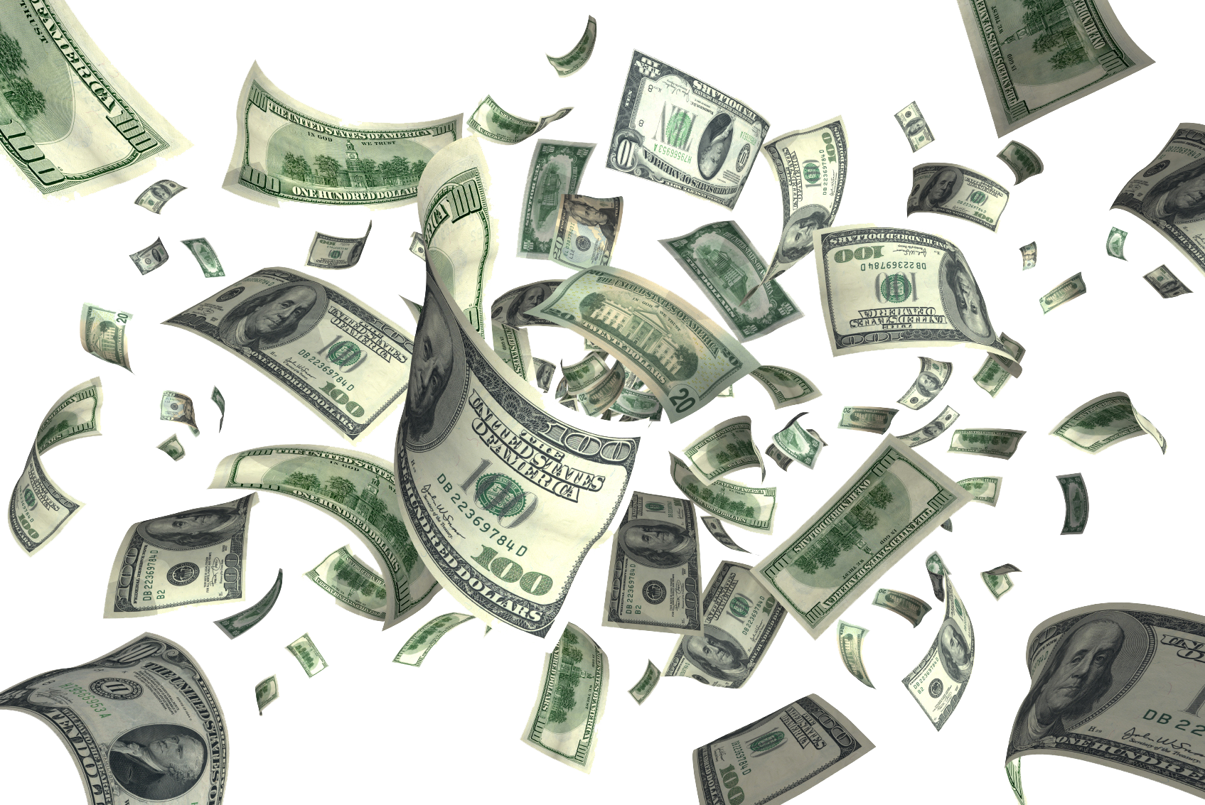 Flying Dollars Transparent PNG Image