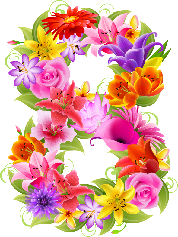Floral Number Transparent PNG Image
