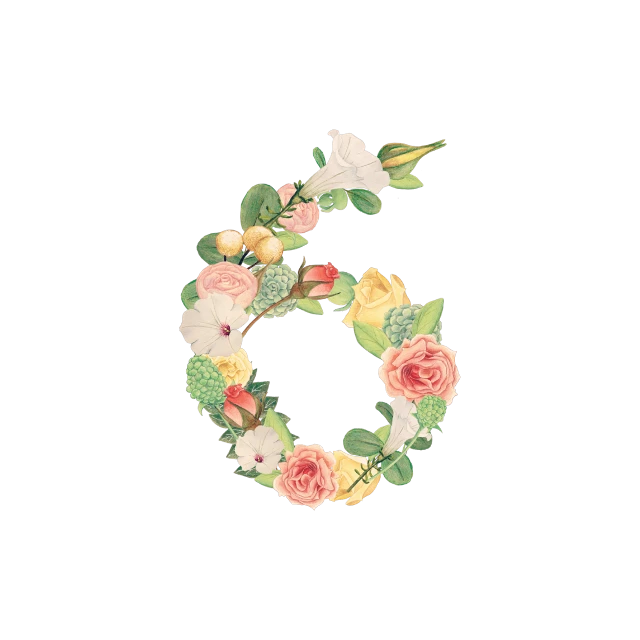 Floral Number Transparent PNG Image