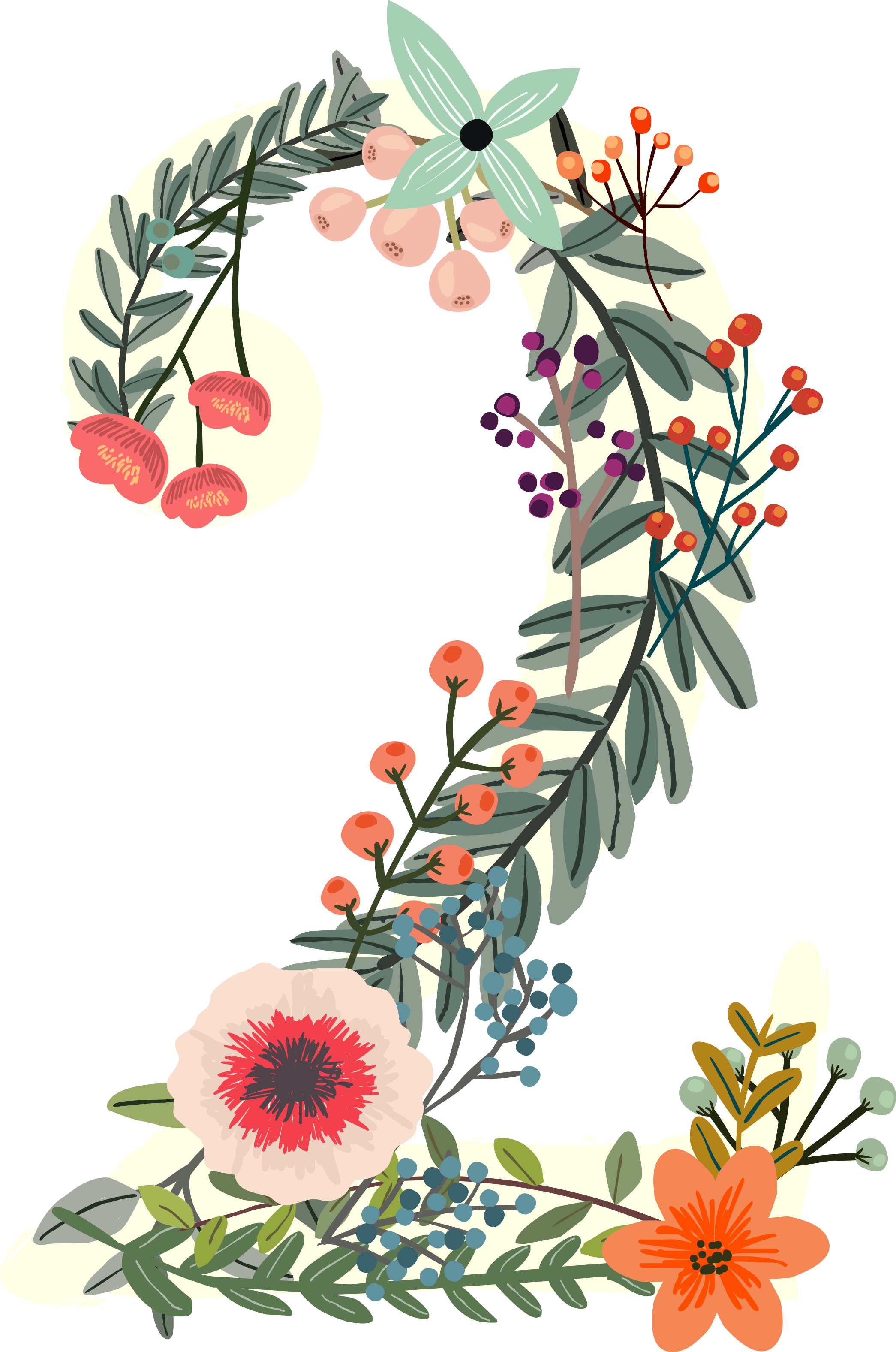Floral Number Transparent PNG Image