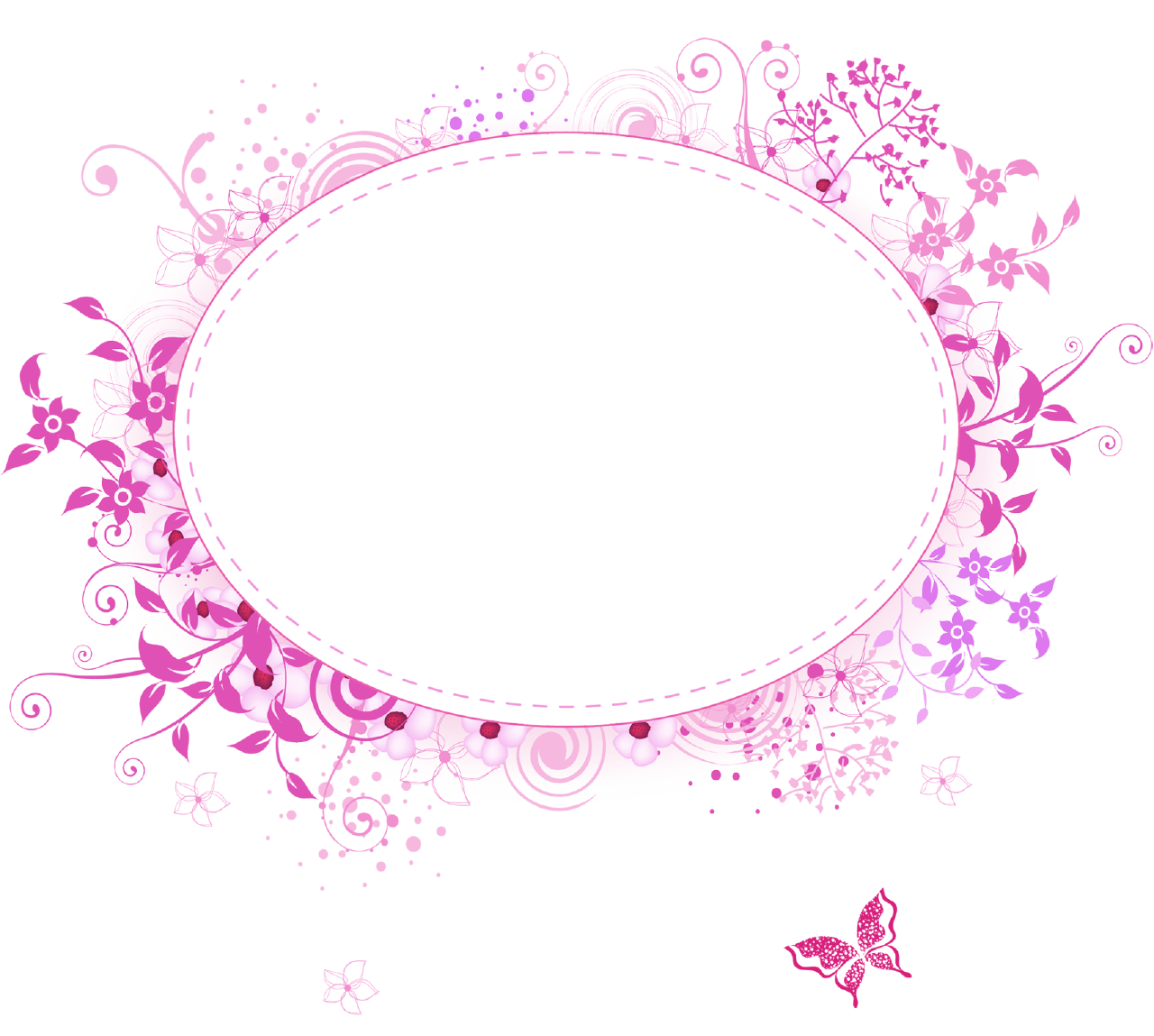 Pink Frame Flower Transparent PNG Image