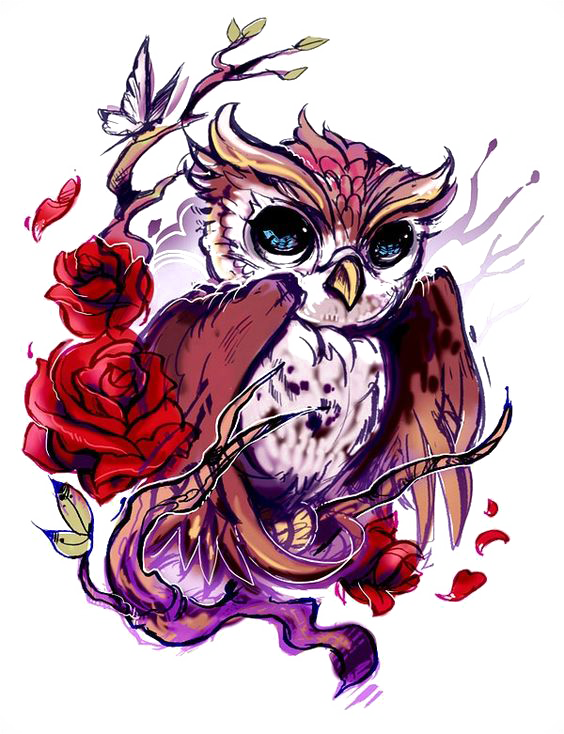 Flash Owl Artist Rose Tattoo Transparent PNG Image