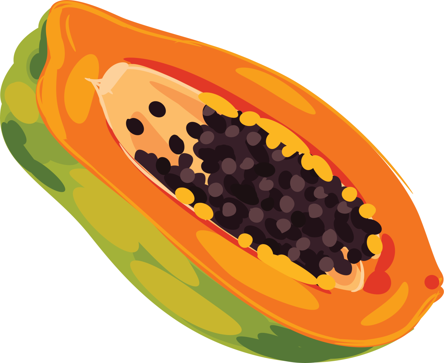 Fresh Papaya Half Transparent PNG Image
