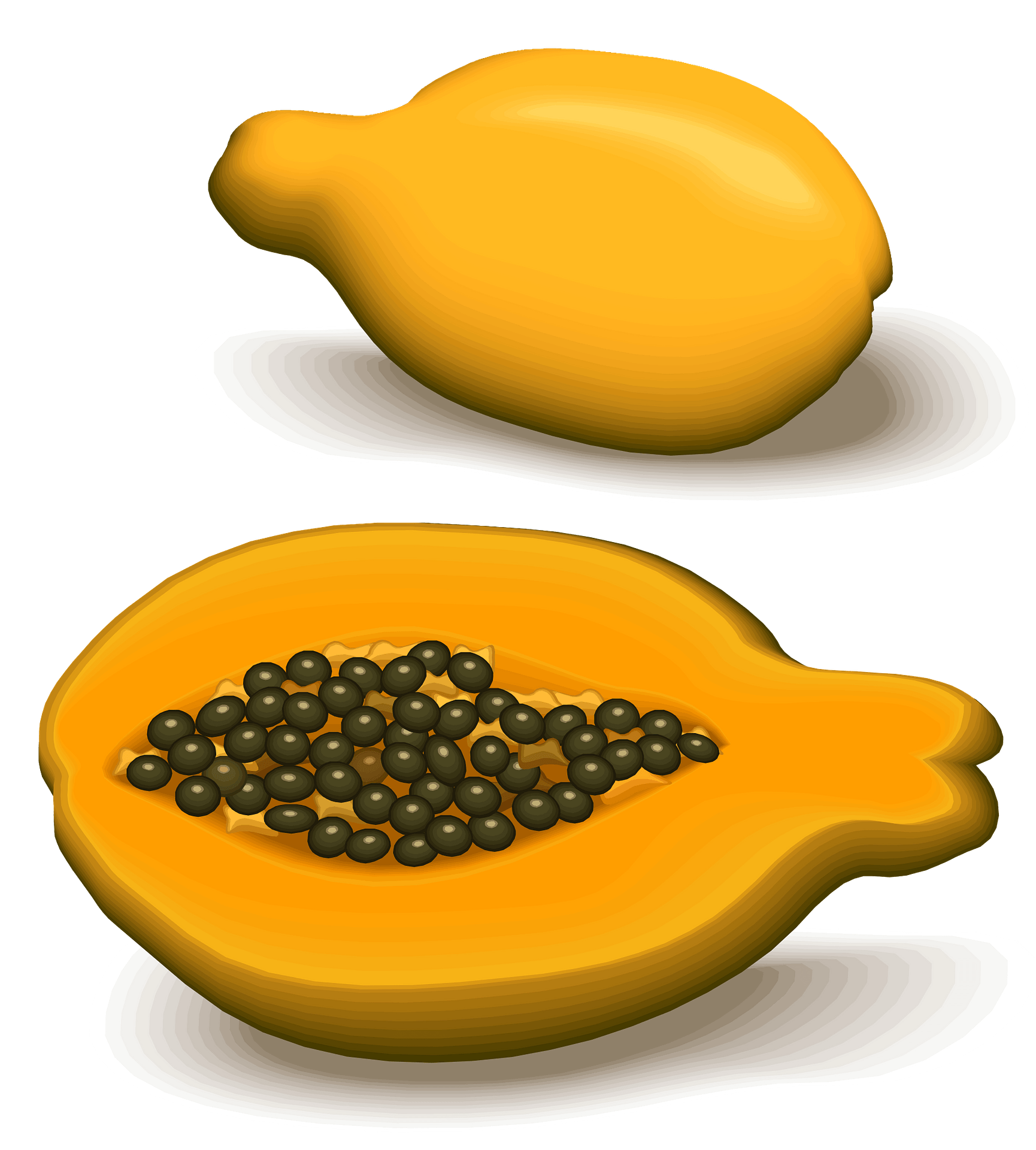 Fresh Papaya Half Transparent PNG Image